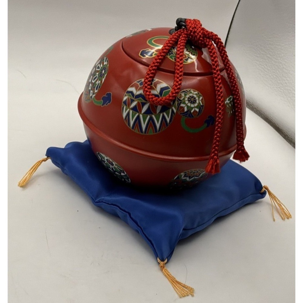 Uji Morimitsu "Temari Song" Tea‎ Container Temari Ball Pattern W/Pillow